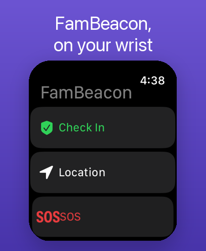 FamBeacon on Apple Watch: main menu
